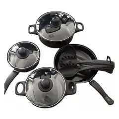 GENERICO - Juego De Ollas Negras Mas Utensilios 13 Pcs Bateria