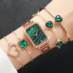 GENERICO - Set reloj con accesorios de acero inoxidable mujer