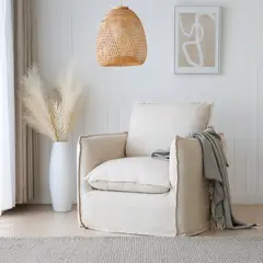 EPICADECO - SILLÓN 1 CUERPO MINOTTI GIRATORIO LINO CRUDO