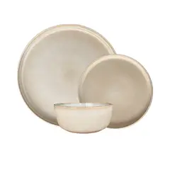GENERICO - Set Vajilla 18 Piezas Cerámica Beige Linea Oslo