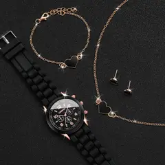 GENERICO - Set reloj con accesorios de acero inoxidable mujer