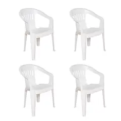 GENERICO - Silla plástica blanca 4 Unidades 57x54x73 Bighouse