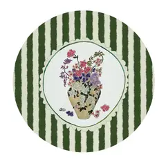 TUYO PRINT - Set 4 Bajoplatos Rayas Verdes - 35 cm Con base -