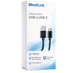 BESTLINK - Cable de Datos USB a USB-C 1MT para Android Auto y CarPlay