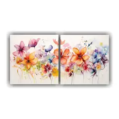 GENERICO - Cuadros Modernos De Flores Abstractas En Acuarela 60x30 Cm