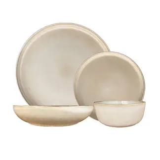 IMAHE - Set Vajilla 24 Piezas Cerámica Beige Linea Oslo
