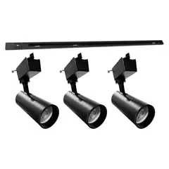 AVC Y VELL MAX - Lámpara 3 Focos Negros Gu10 7W con Riel 1mt Luz Neutra