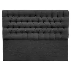 VINTAGE MOBEL - Respaldo de cama capitone Queen Lino Gris Oscuro