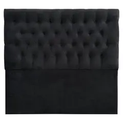 VINTAGE MOBEL - Respaldo de cama capitone Queen Felpa Negra