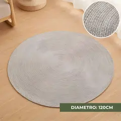 GENERICO - Alfombra Artesanal Algodón Sala Hogar Redonda Gris 120 CM