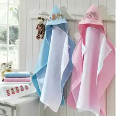 DOHLER - Toalla con Capucha Baby Love Döhler ROSA 100% Algodón para Bordar