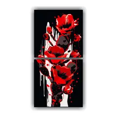 GENERICO - Cuadros Forma Escena Cactus En Rojo Y Negro 20x40 Cm