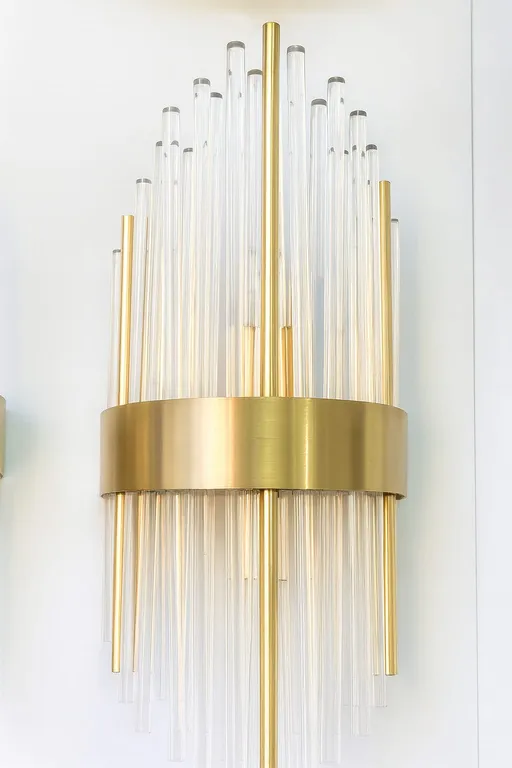 Aplique De Pared Decorativo Dorado Tubos De Cristal E14 Dorada