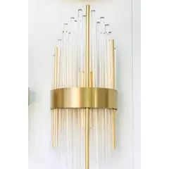 GENERICO - Aplique De Pared Decorativo Dorado Tubos De Cristal E14 Dorada