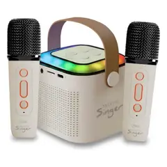 MLAB - Parlante Karaoke Infantil 2 Microfonos Inalambricos Rgb