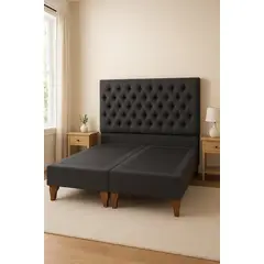 GENERICO - Cama 2 Plazas Modelo Top Quality Gris Grafito