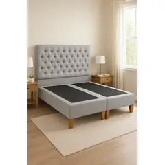 GENERICO - Cama 2 Plazas Modelo Top Quality Gris Perla