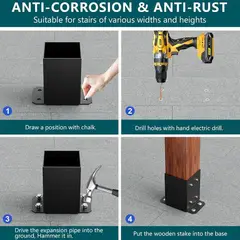 MUNDO MAGIA - 2pcs Base Pilar 4x4para Soporte De Barandilla De Porche