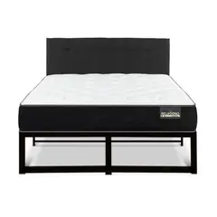 CIC - CAMA METALICA BELSOGNO PLUS 2 PLAZAS + RESPALDO BLACK