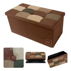 HOMEBRANDT - Puff Baul Plegable Organizador 76x38 Tela Mix Café