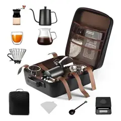 EVERSO - Kit De Cafetera Manual 9 Piezas Portatil Para Camping Viajes