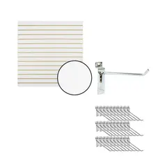 CITYSHOP - Pack Panel Ranurado color Blanco + 50 Ganchos de 25 cm