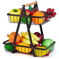 GENERICO - Cesto De Frutas Metálico Frutero De Mesa 2 niveles