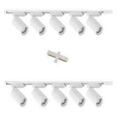 AVC Y VELL MAX - Lámpara 10 Focos Blancos Luz Neutra 7w + 2 Riel 1mt + Unión.