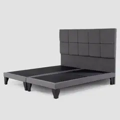 COLBOX - Respaldo + Base Dividida Atenas King Felpa Gris Medio