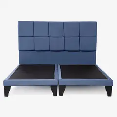 COLBOX - Respaldo + Base Dividida Atenas King Felpa Azul