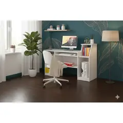 SPACE HOME - Escritorio con gavetas para oficina blanco