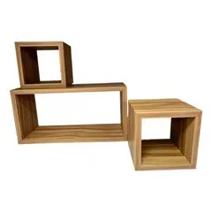 GENERICO - Repisa Tipo Rectangulo Y Cubo Flotante De Melamina