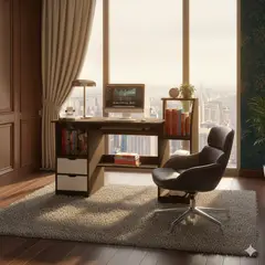 SPACE HOME - Escritorio home office modenor con cajones blanco