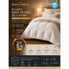 BIANCOBELO - Plumón invierno pluma de ganso 30 pluma pecho certificado 1/5 plaza y media
