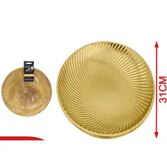 GENERICO - Pack 2 Bandeja Circular Dorada Onda 31cm Fiesta