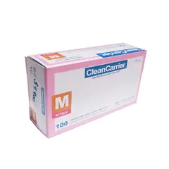 CLEANCARRIER - Guantes de Nitrilo rosado Talla M 100 unidades