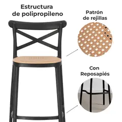 VENHOOUSE - Pack 2 Taburetes Crossback Danubio 66cm Piso Bar O Terraza Apilable
