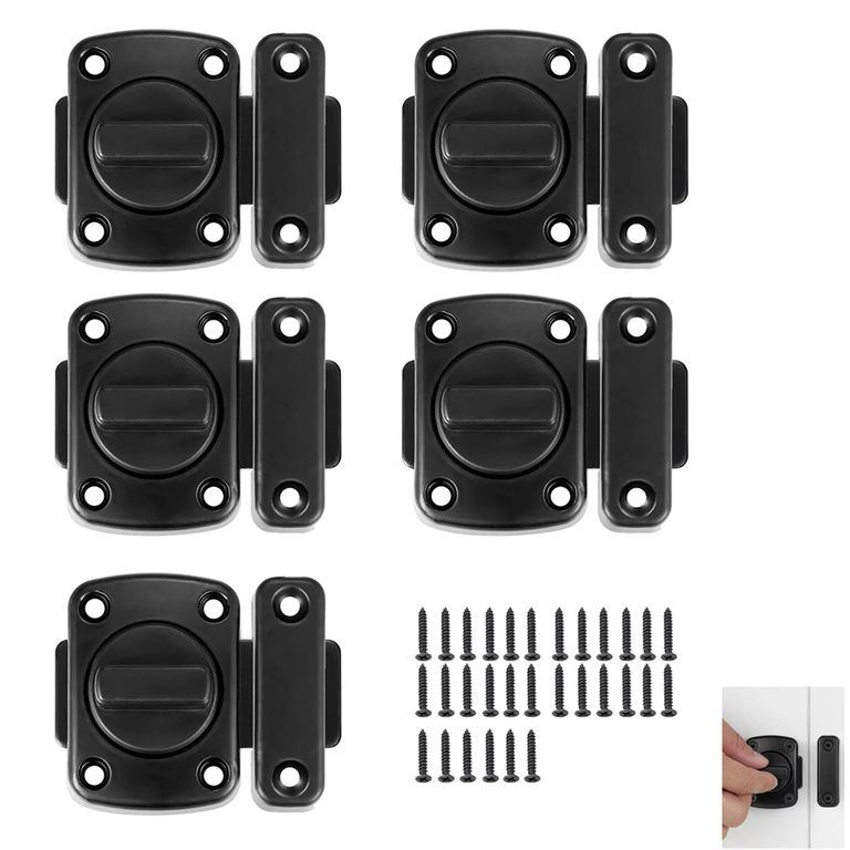 5 Unids Cerraduras De Puerta Gabinete Para Baño Inodoro Negro