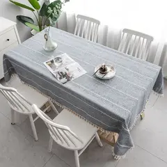 OKAY - Manteles Rectangular De Borla De Algodón Colores 140x220cm Color GRIS