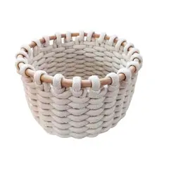 GENERICO - Macetero Cesto Canasto Cesta Tejida Blanca Flexible