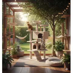 SPACE HOME - Torre de juego con 2 camas para gatos