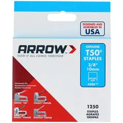 ARROW - Grapas T50 38 10mm Caja 1250 unidades 50624p