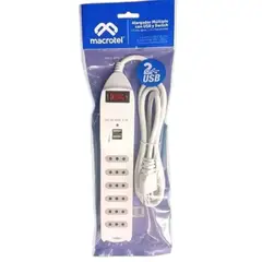 MACROTEL - Alargador Con Switch 6 Posiciones + 2 Usb 15mt