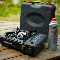 LINE - Cocina Portátil con Maletin+Cartucho Recarga Gas Butano 220g