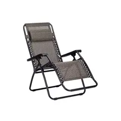 GENERICO - Silla Reposera Playa Y Camping Alta Plegable Gris