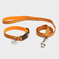 KULCAN - Collar Con Correa para Mascotas Naranja