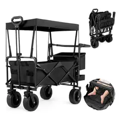 KUANGYE - Carrito De Mandado Plegable Camping Con Toldo Desmontable