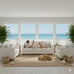 SITIAL HOME - Living 311 Venetto Crudo 321 juego 3 sofas con resortes full comfort