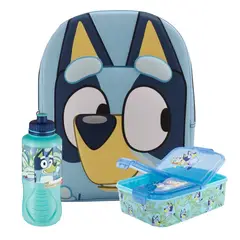 BLUEY - Set Mochila Escolar Face 3D + Accesorios 2