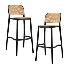 RELAN - Pack x2 Silla Piso Bar Batané Simil Esterilla Rattan